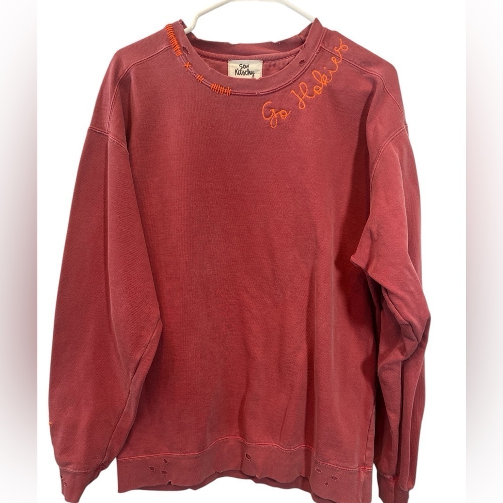 Custom Virginia Tech Hokies Burgundy Ladies Large Embroidered Sweatshirt READ